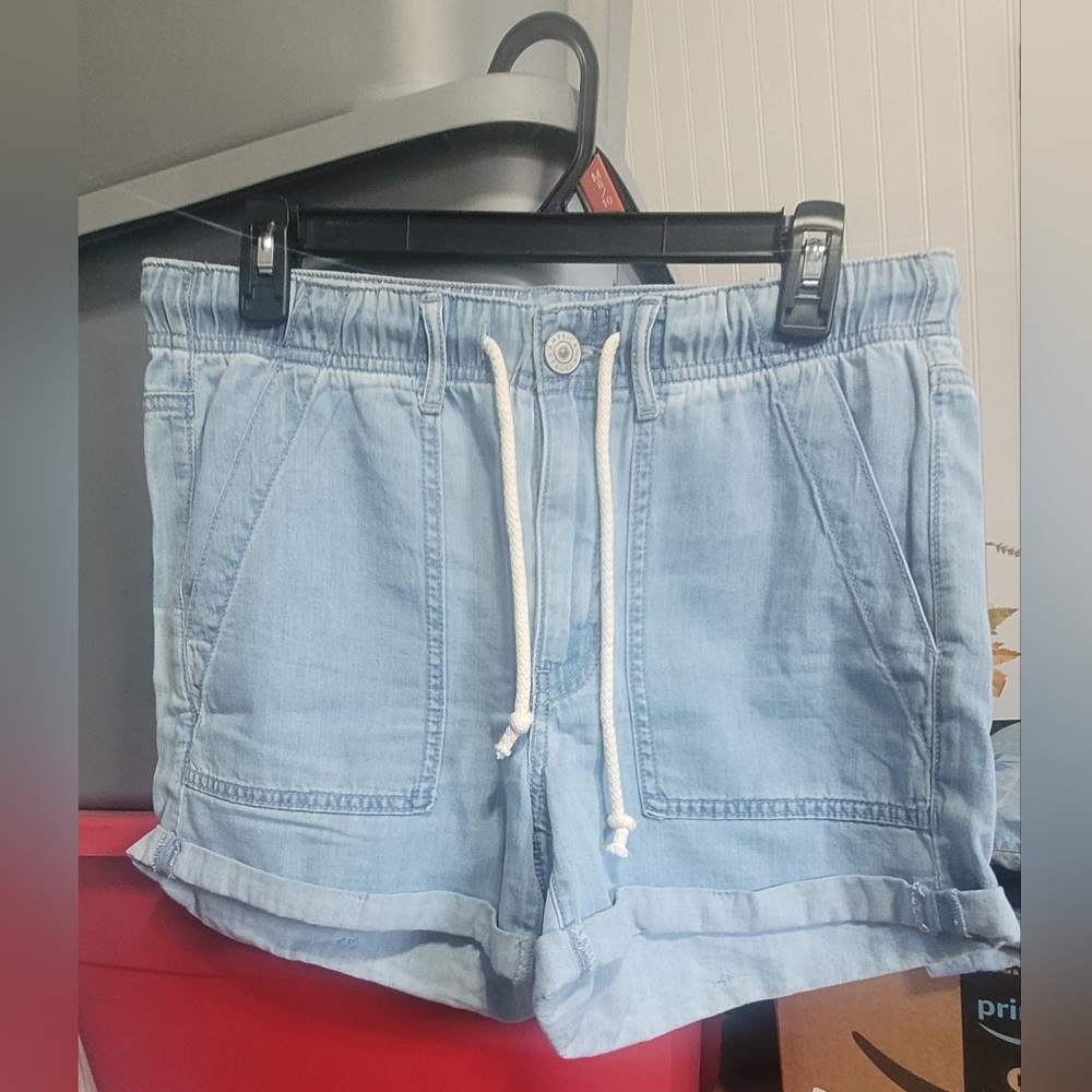 American Eagle Outfitters Blue Jean Shorts with Drawstring Waist